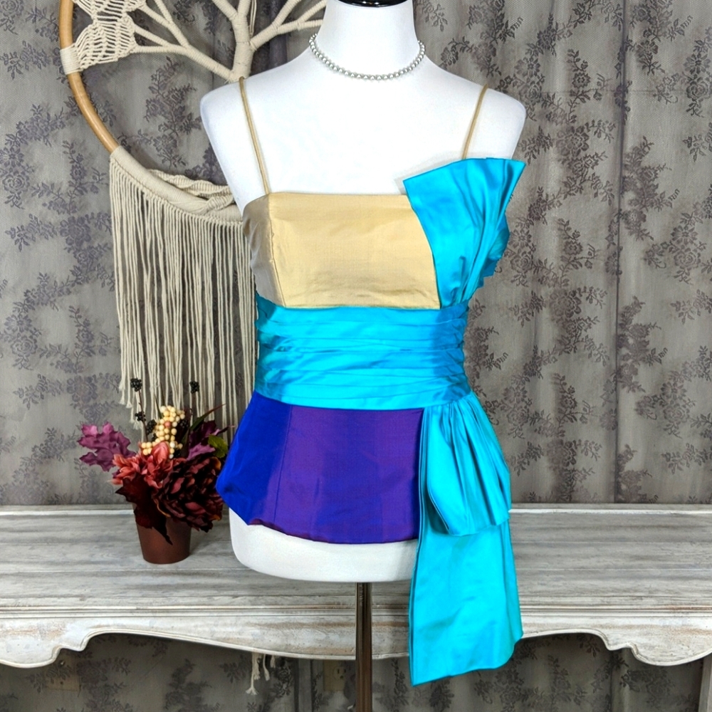 Marisa Baratelli 100% Thai silk bustier couture bow formal corset